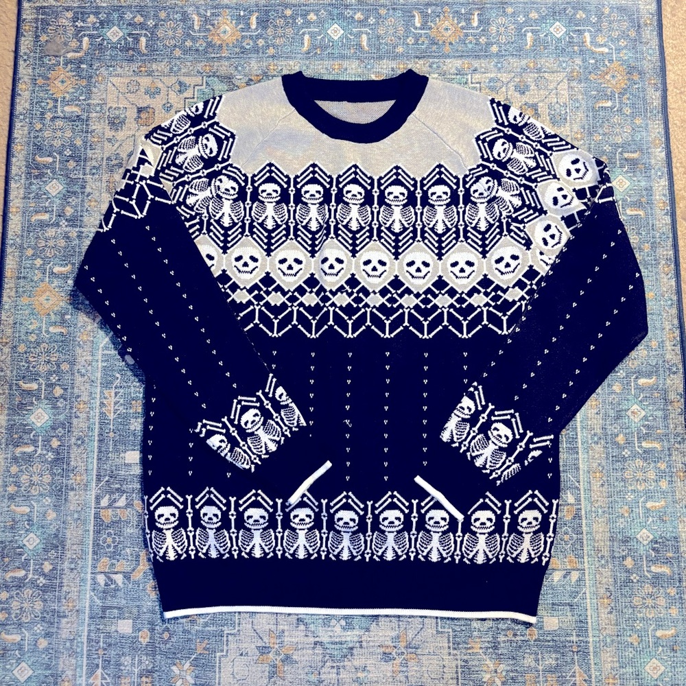 🆕FUN Brand Skeleton Faire Isle Sweater, Unisex One Size